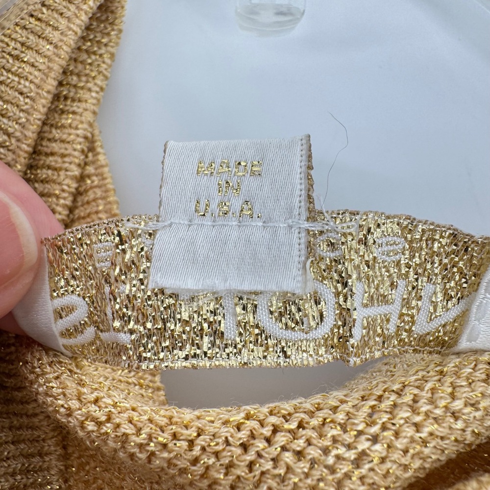 St‎ John Basics Gold Metallic Knit Scoop Neck Tank Top Shell Medium Made in USA - Picture 6 of 8